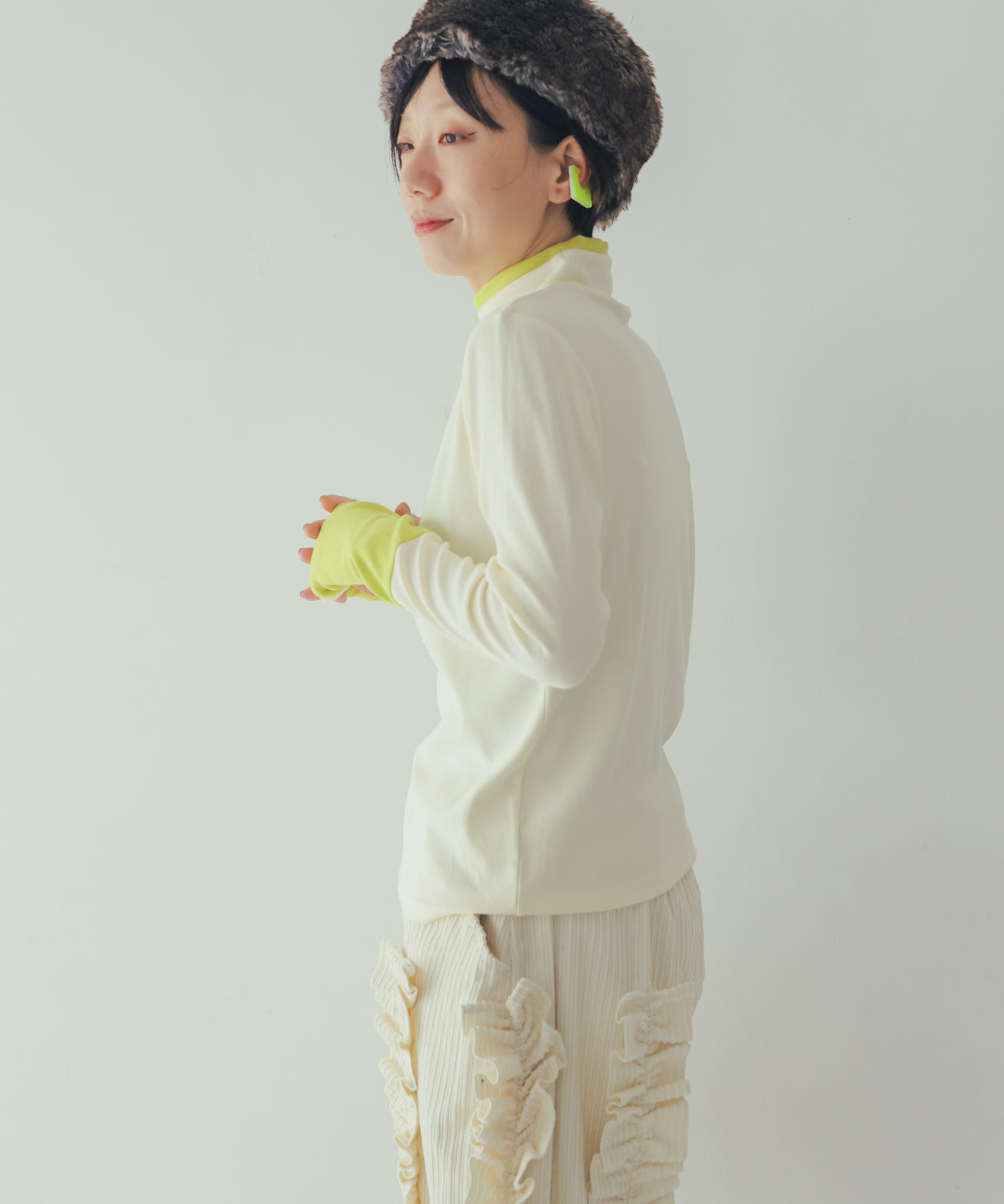 配色フィンガーハイネックtee  ladies   [352-1403-2]