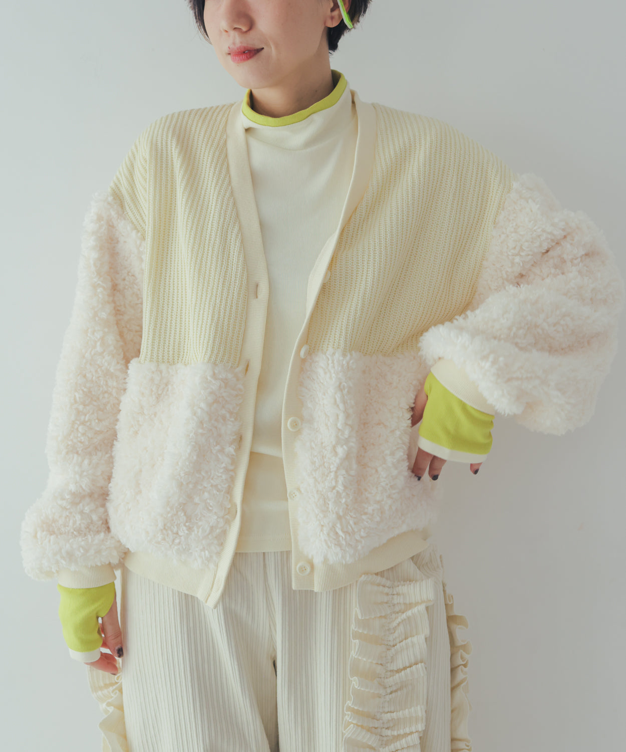 配色フィンガーハイネックtee  ladies   [352-1403-2]