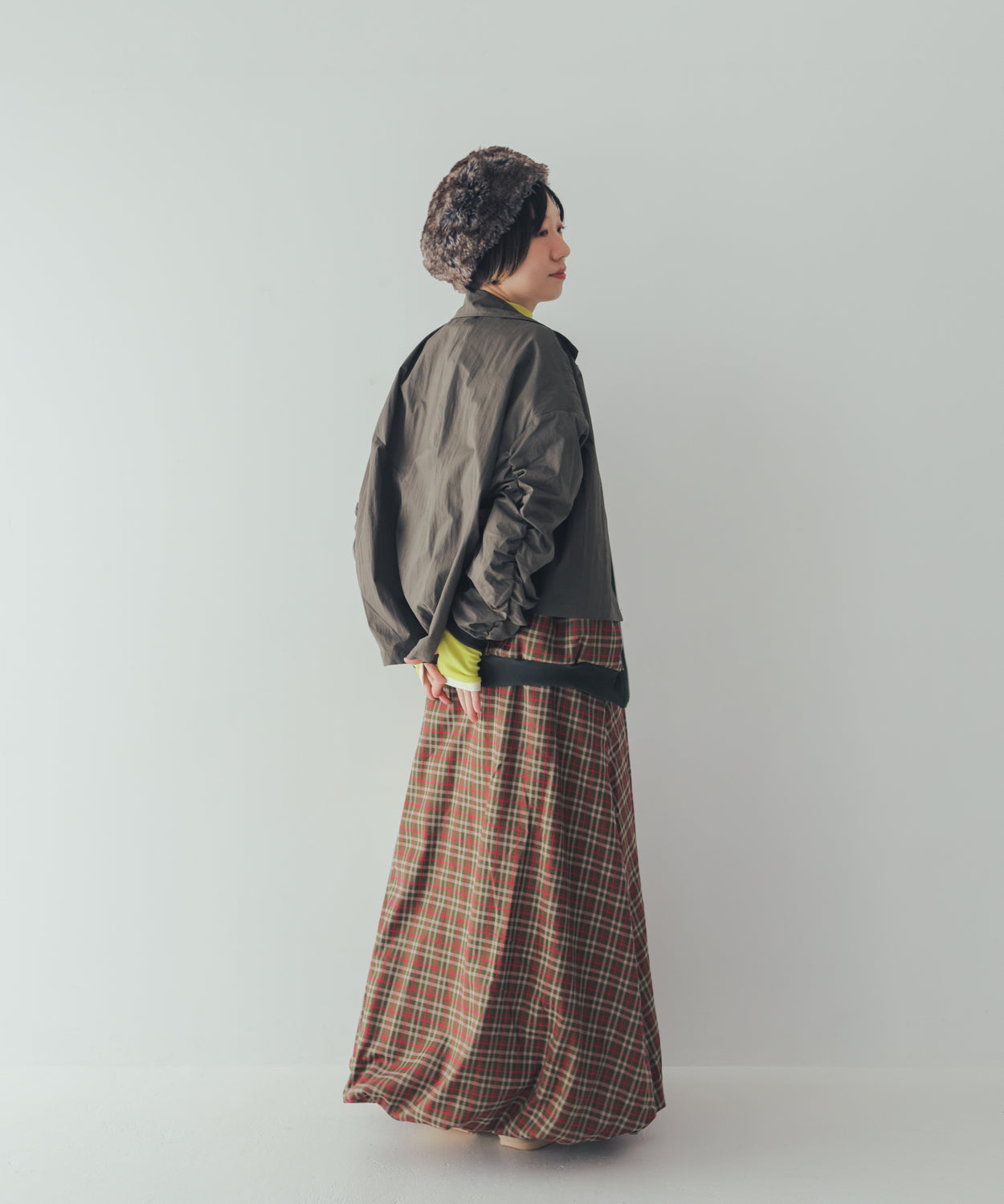 チェックmoonシャギーバルーンスカート ladies  [352-1101-2]