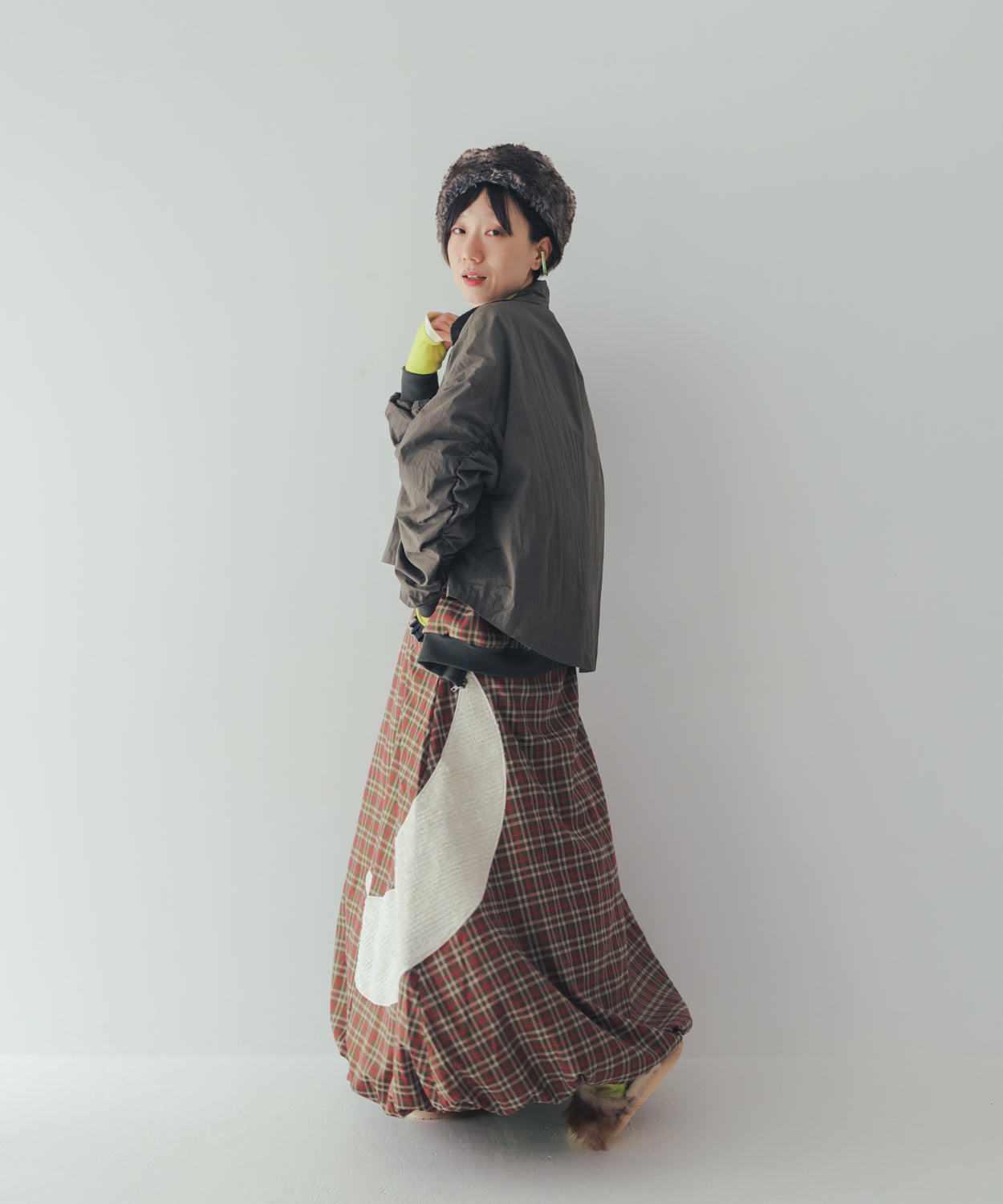 チェックmoonシャギーバルーンスカート ladies  [352-1101-2]