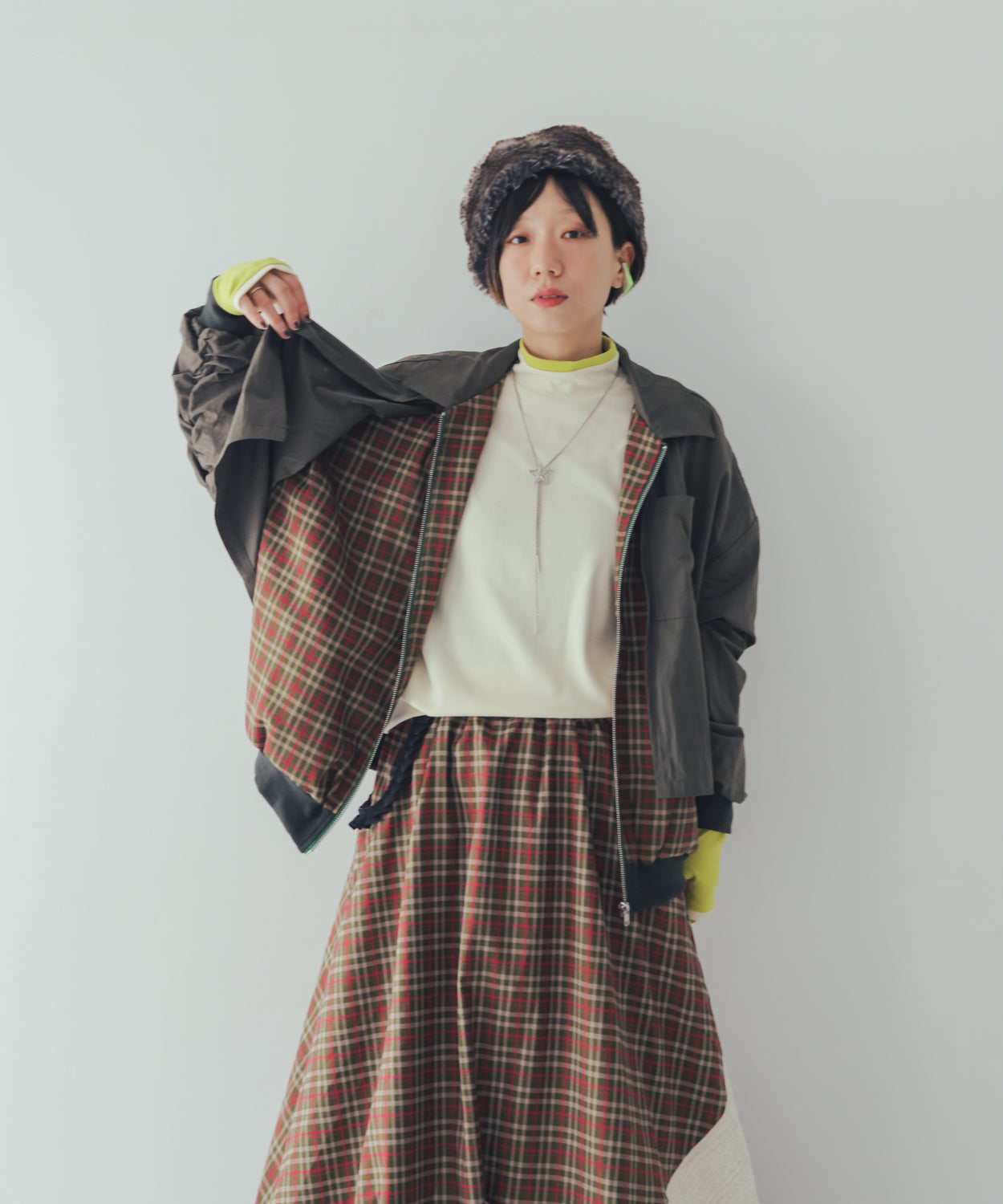 配色フィンガーハイネックtee  ladies   [352-1403-2]