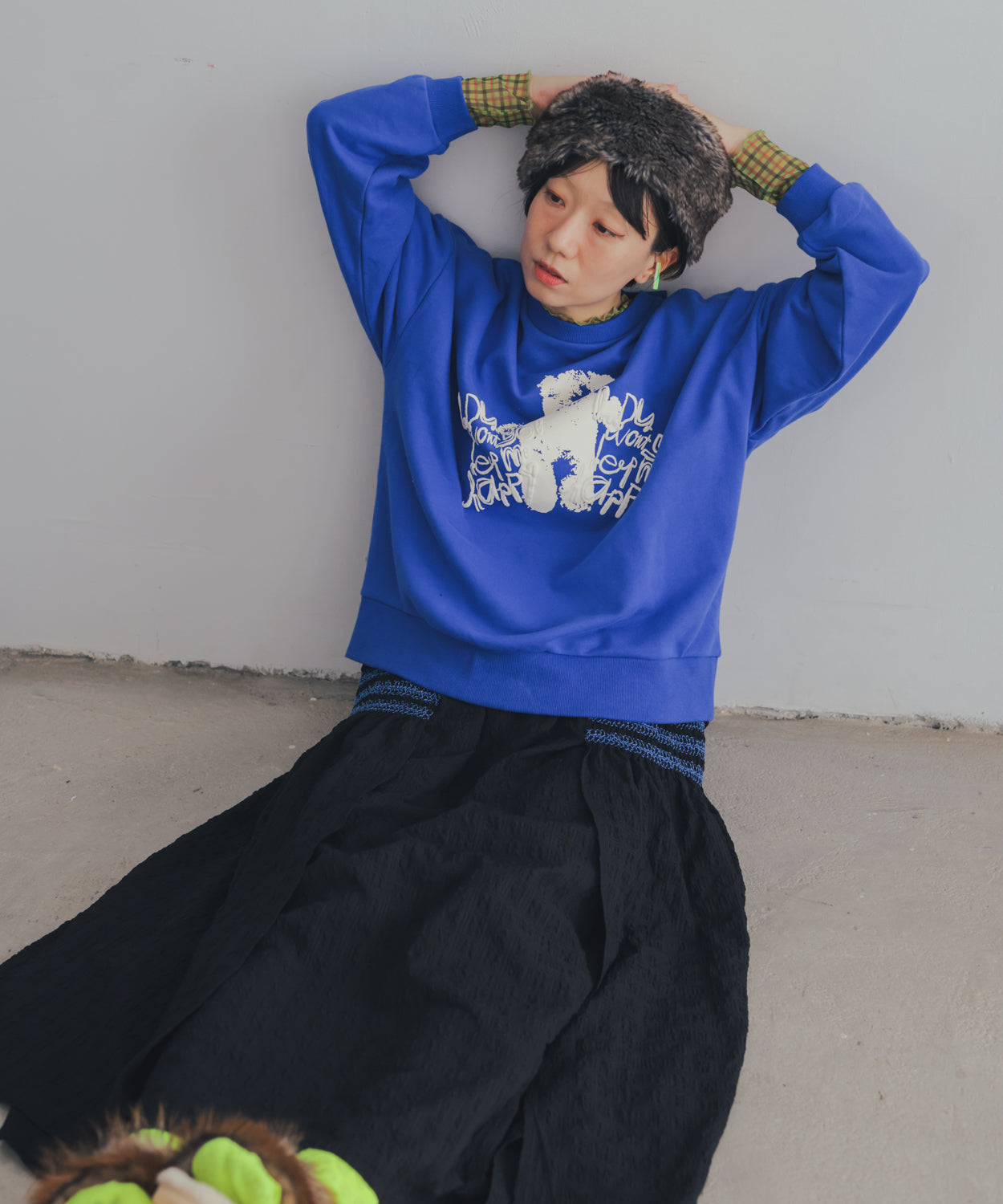 チェック柄シアーカットソー  ladies  [352-1401-2]