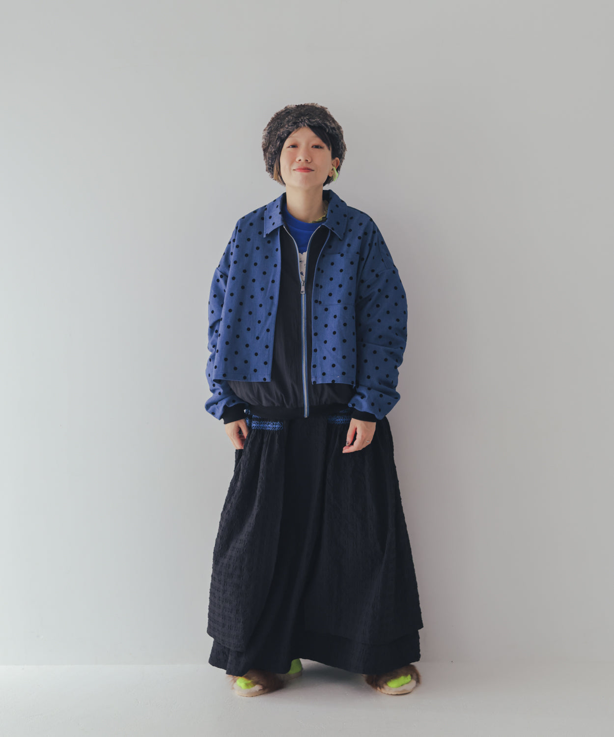 フロッキードットストームフラップジャケット  ladies    [352-0502-2]