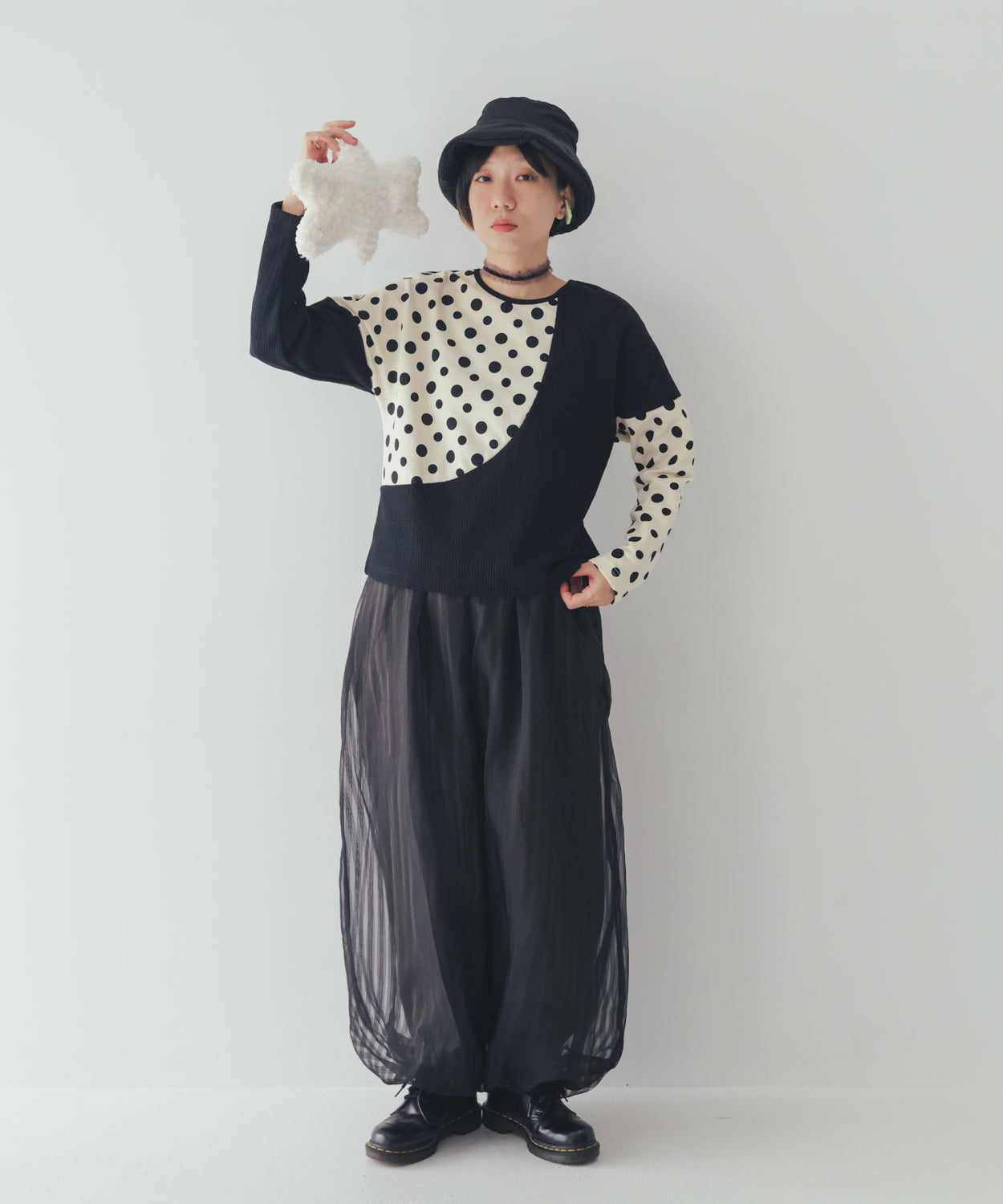 シアーストライプバルーンパンツ ladies    [352-0906-2]