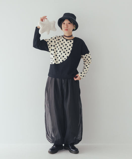シアーストライプバルーンパンツ ladies    [352-0906-2]