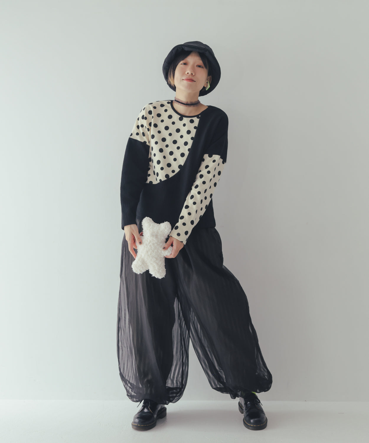 シアーストライプバルーンパンツ ladies    [352-0906-2]