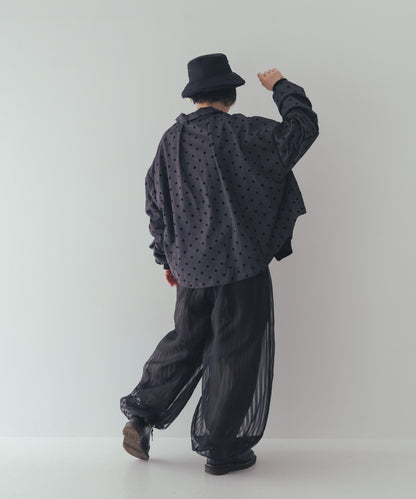 シアーストライプバルーンパンツ ladies    [352-0906-2]