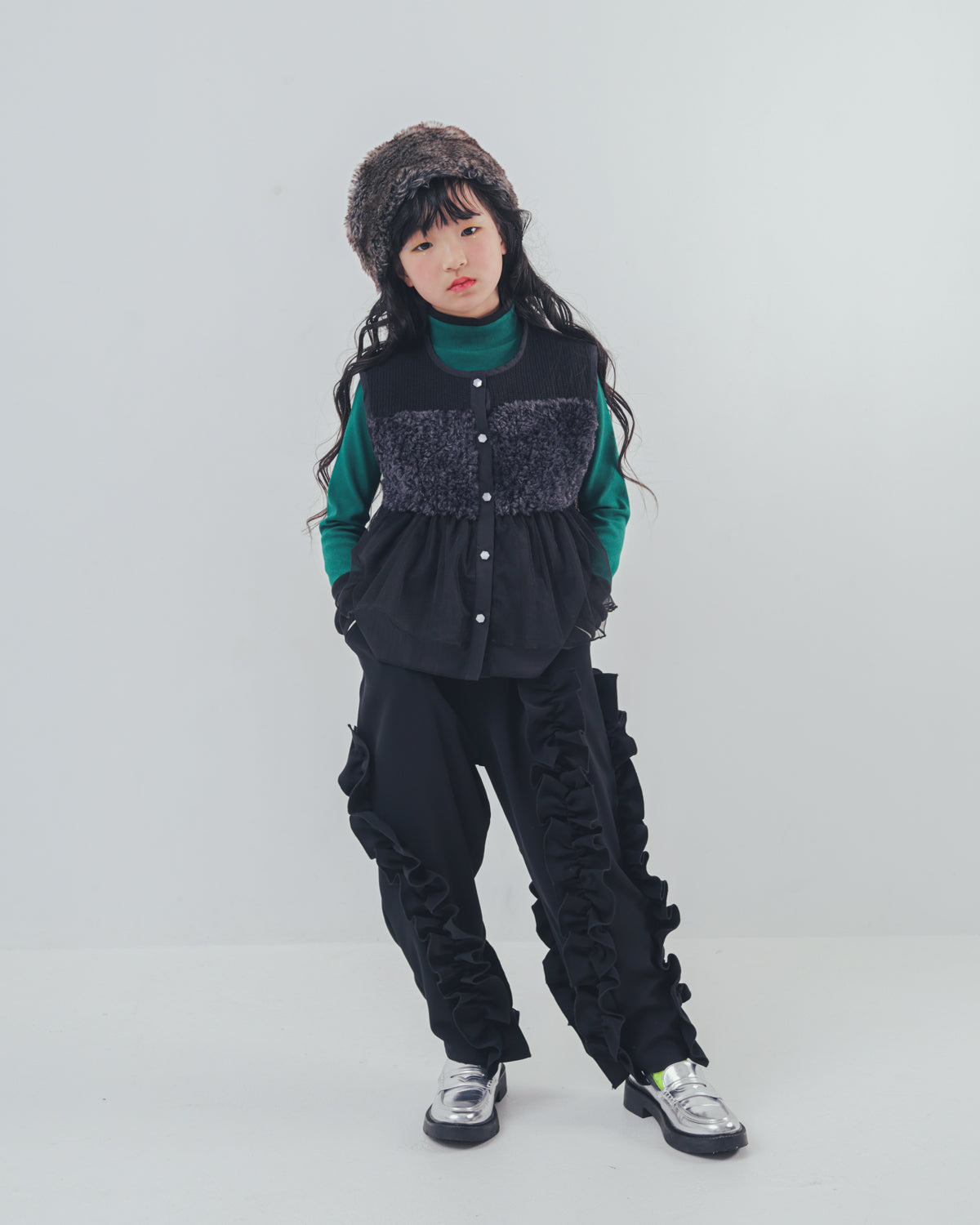 配色フィンガーハイネックtee     [352-1403-1]