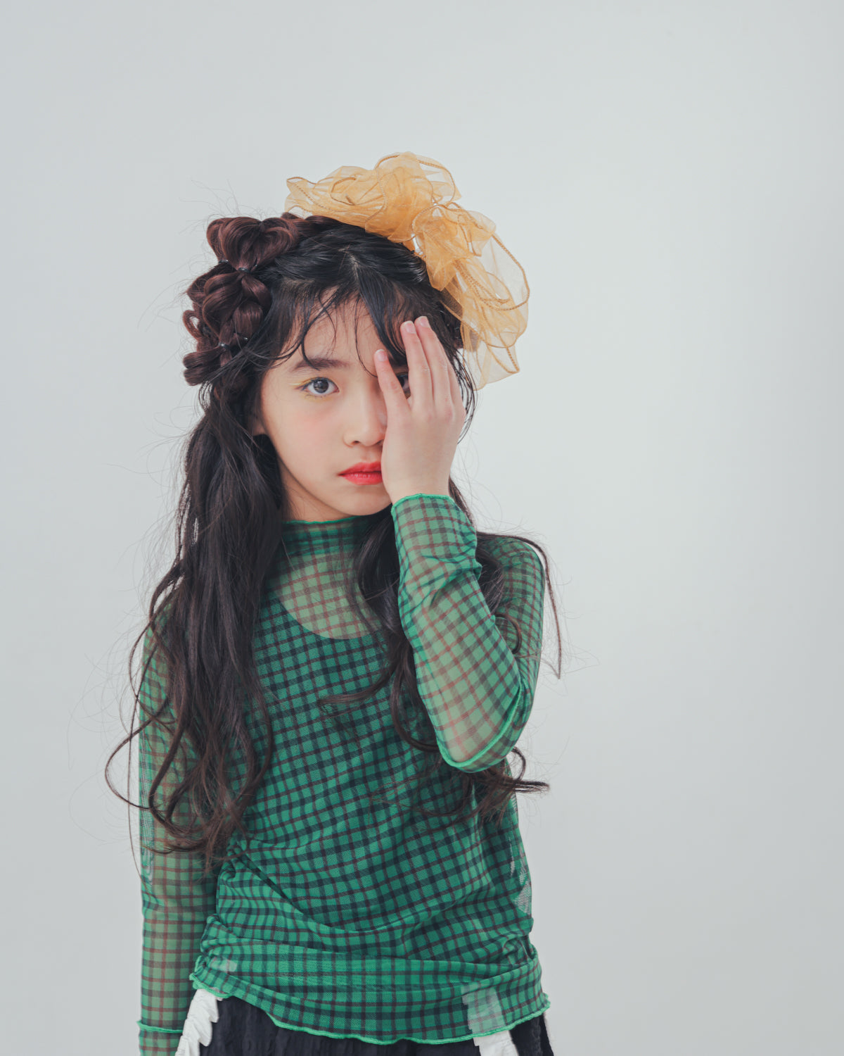 チェック柄シアーカットソー    [352-1401-1]