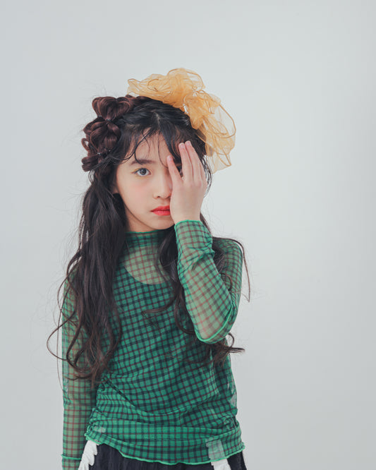 チェック柄シアーカットソー    [352-1401-1]