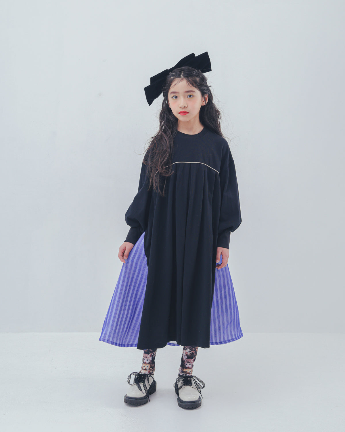 パネル配色カラーAラインワンピース    [352-0106-1]