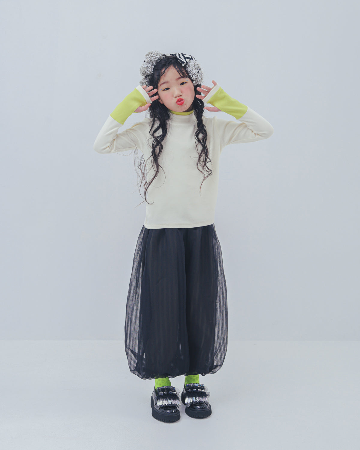 配色フィンガーハイネックtee     [352-1403-1]