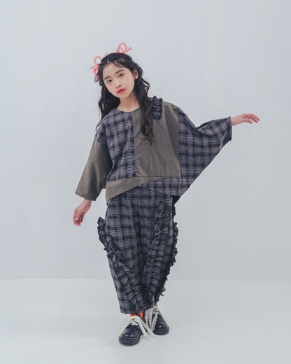 チェックアシメフリルパンツ    [352-0908-1]