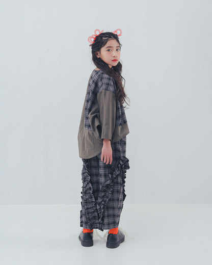 チェックアシメフリルパンツ    [352-0908-1]