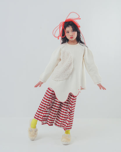 ブロックチェックフリルワイドパンツ    [352-0901-1]