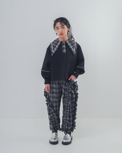 チェックアシメフリルパンツ    [352-0908-1]