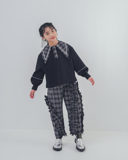 チェックアシメフリルパンツ    [352-0908-1]