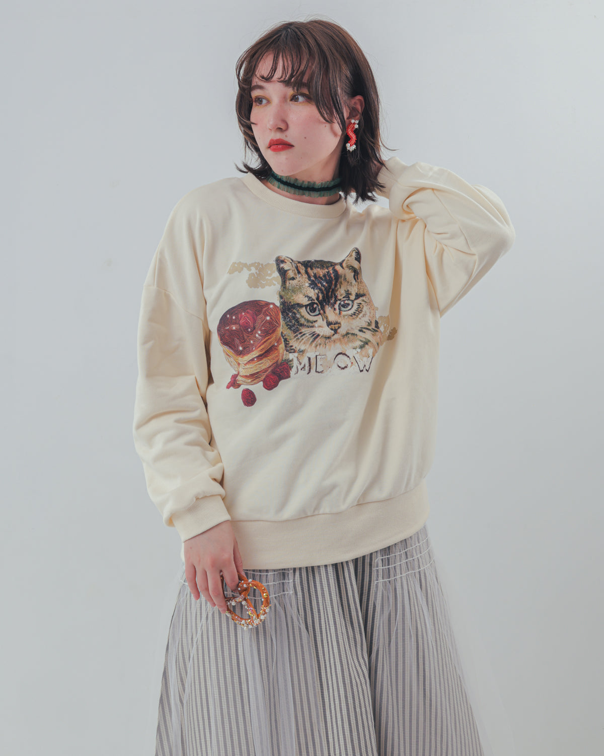 コラージュねこトレーナー ladies    [352-0706-2]