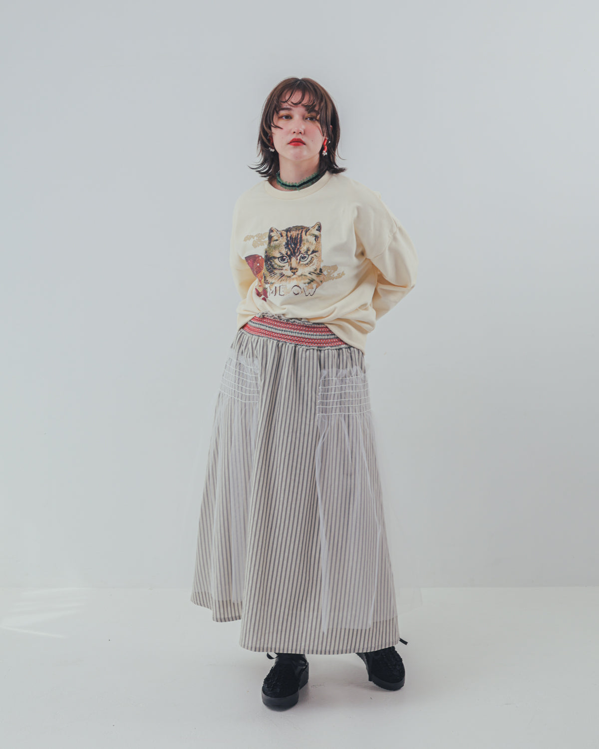 コラージュねこトレーナー ladies    [352-0706-2]