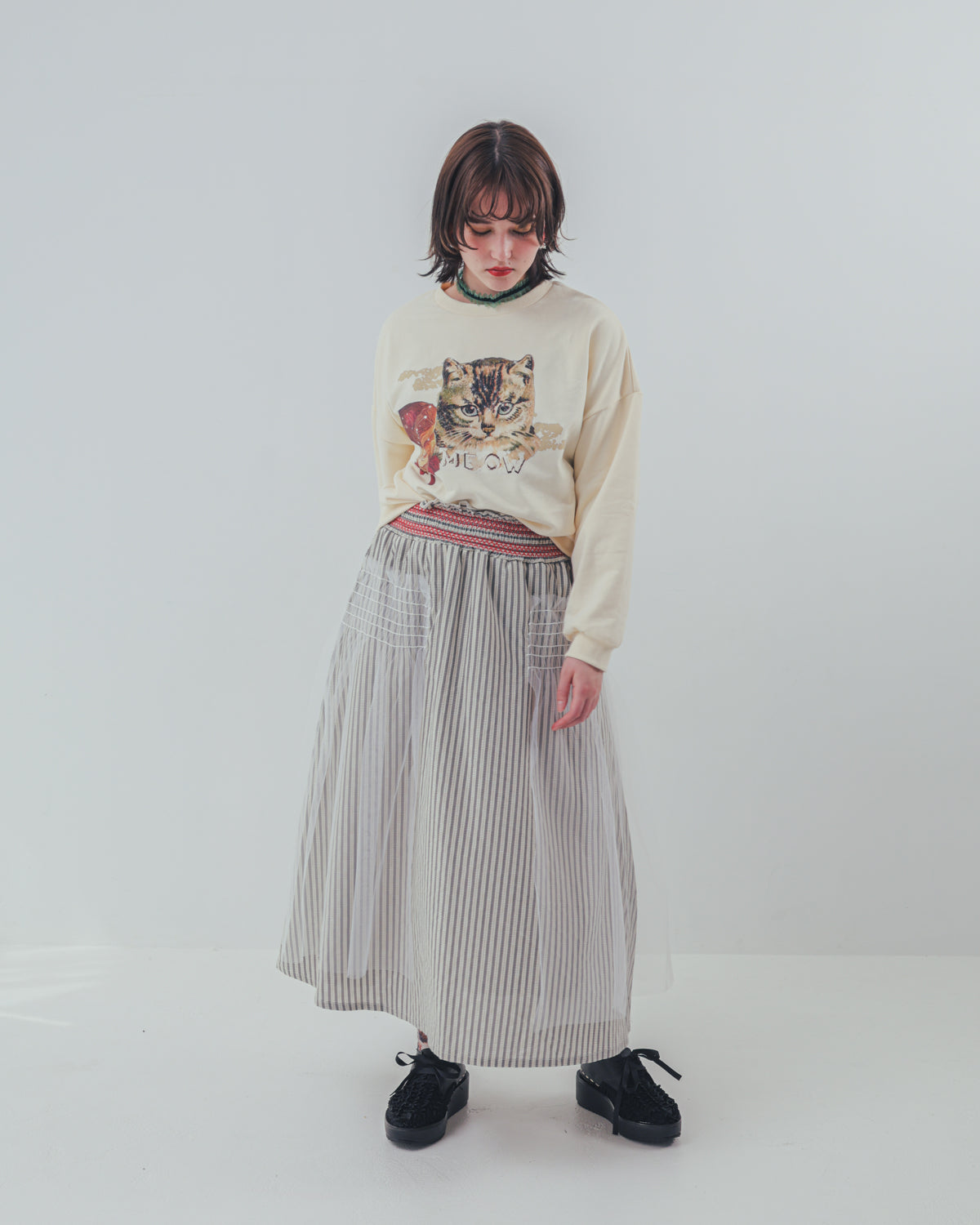 コラージュねこトレーナー ladies    [352-0706-2]
