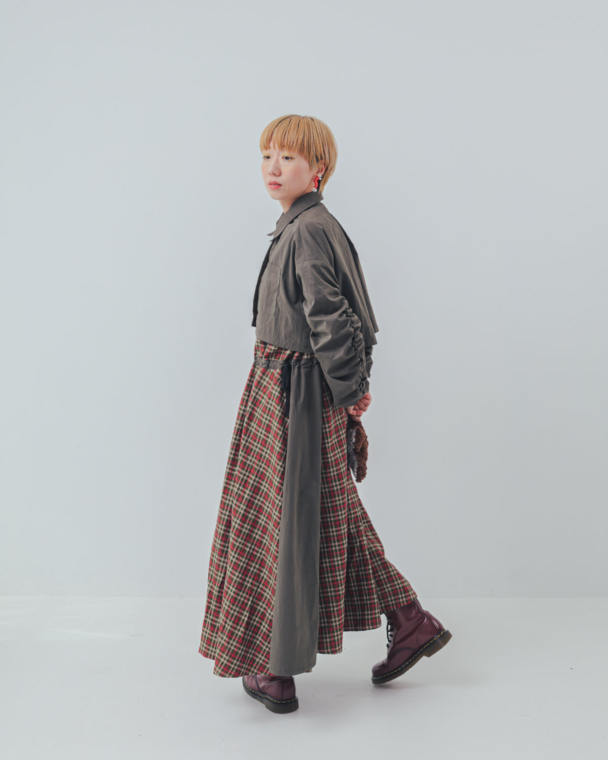 チェックzipperジャケットワンピース   ladies [352-0101-2]