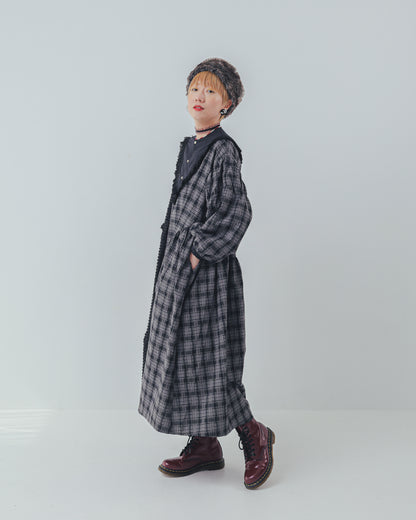2ピースモノトーンチェック柄ワンピース  ladies [352-0104-2]