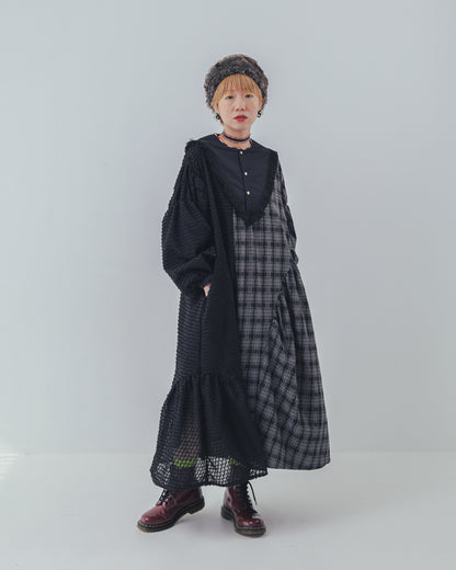 2ピースモノトーンチェック柄ワンピース  ladies [352-0104-2]