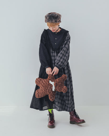 2ピースモノトーンチェック柄ワンピース  ladies [352-0104-2]