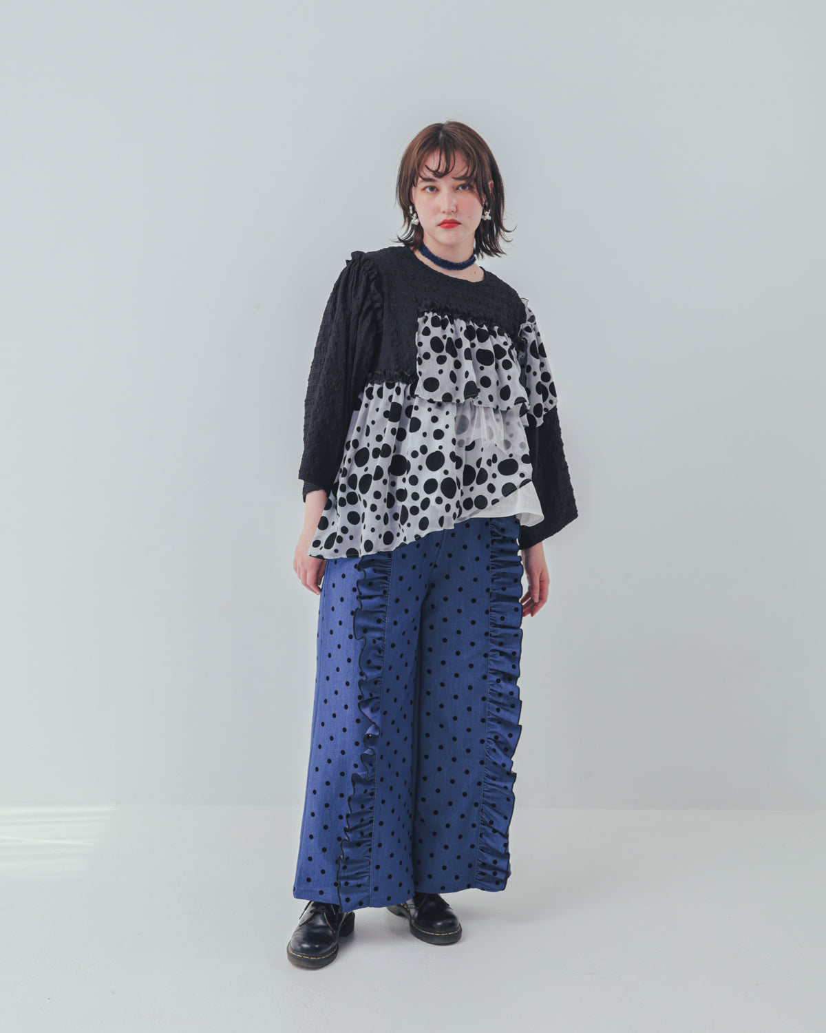 シャワードットレイヤードブラウス  ladies  [352-0604-2]