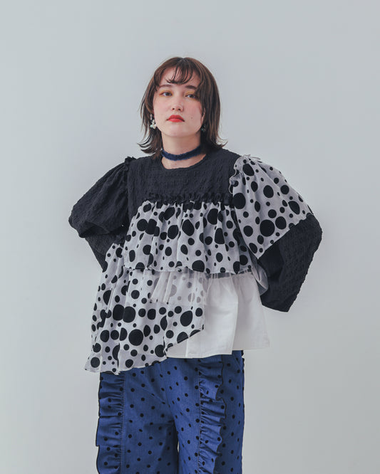 シャワードットレイヤードブラウス  ladies  [352-0604-2]