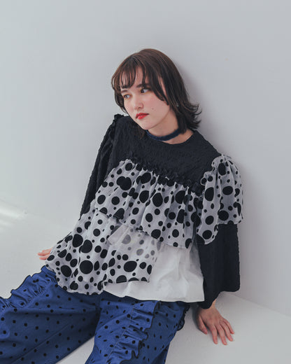 シャワードットレイヤードブラウス  ladies  [352-0604-2]