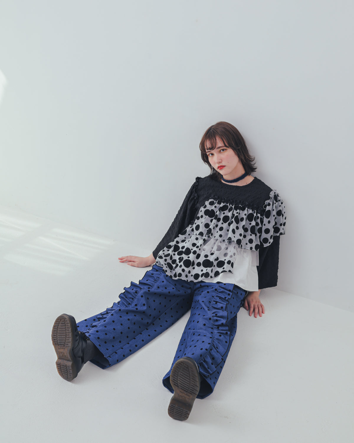 シャワードットレイヤードブラウス  ladies  [352-0604-2]