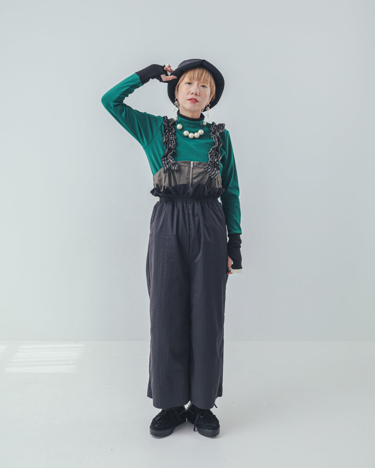配色フィンガーハイネックtee  ladies   [352-1403-2]