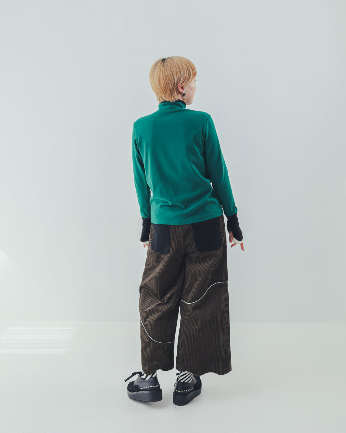 配色フィンガーハイネックtee  ladies   [352-1403-2]