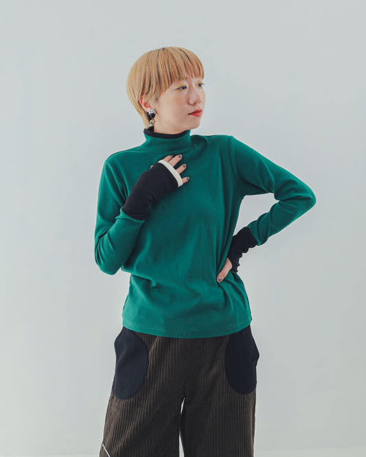 配色フィンガーハイネックtee  ladies   [352-1403-2]