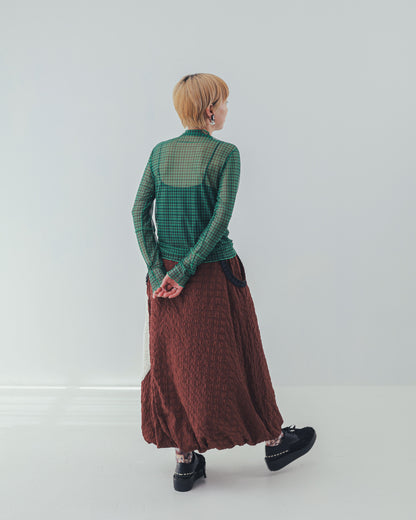 チェック柄シアーカットソー  ladies  [352-1401-2]