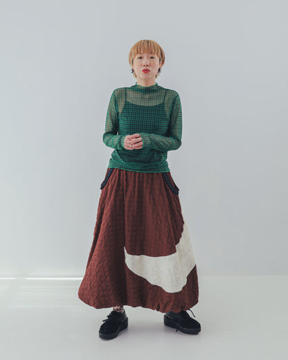 チェック柄シアーカットソー  ladies  [352-1401-2]