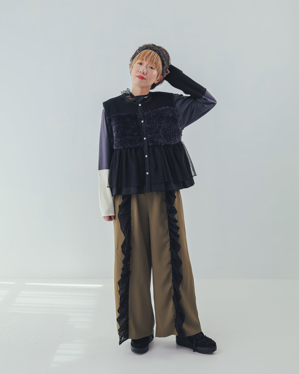 ファーニットフリルベスト ladies    [352-0301-2]