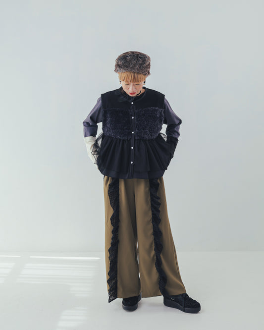 フリンジフリルワイドパンツ ladies   [352-0902-2]