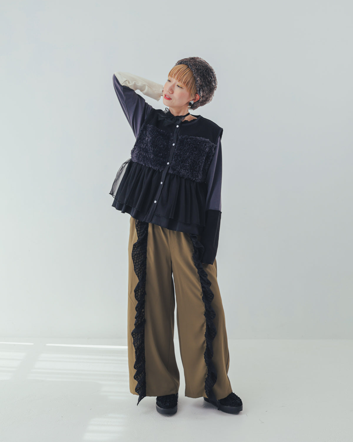 ファーニットフリルベスト ladies    [352-0301-2]