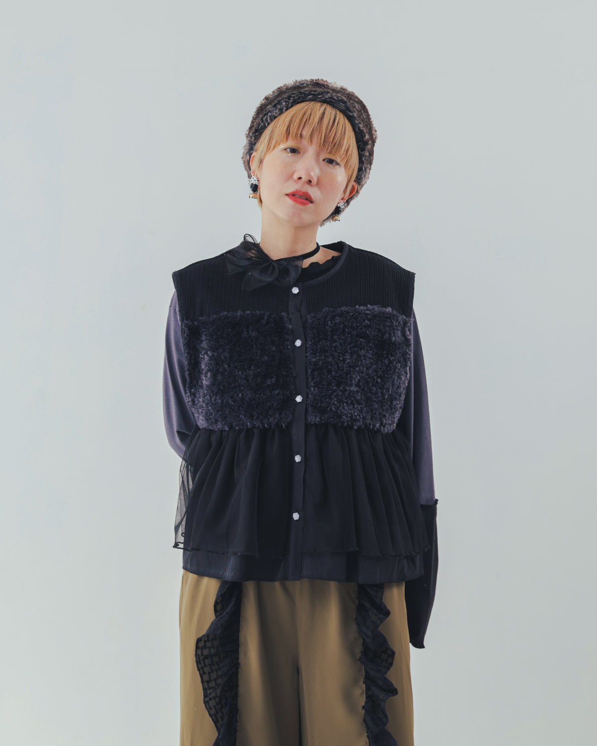 ファーニットフリルベスト ladies    [352-0301-2]
