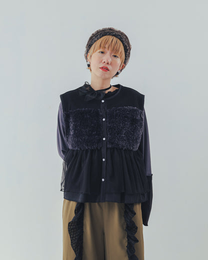 ファーニットフリルベスト ladies    [352-0301-2]