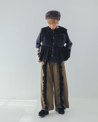 フリンジフリルワイドパンツ ladies   [352-0902-2]