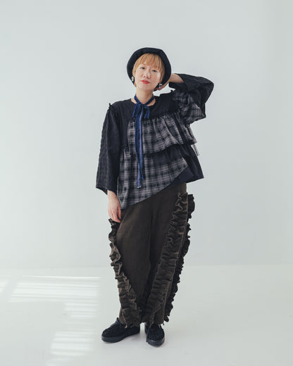 チェックレイヤードブラウス  ladies  [352-0603-2]