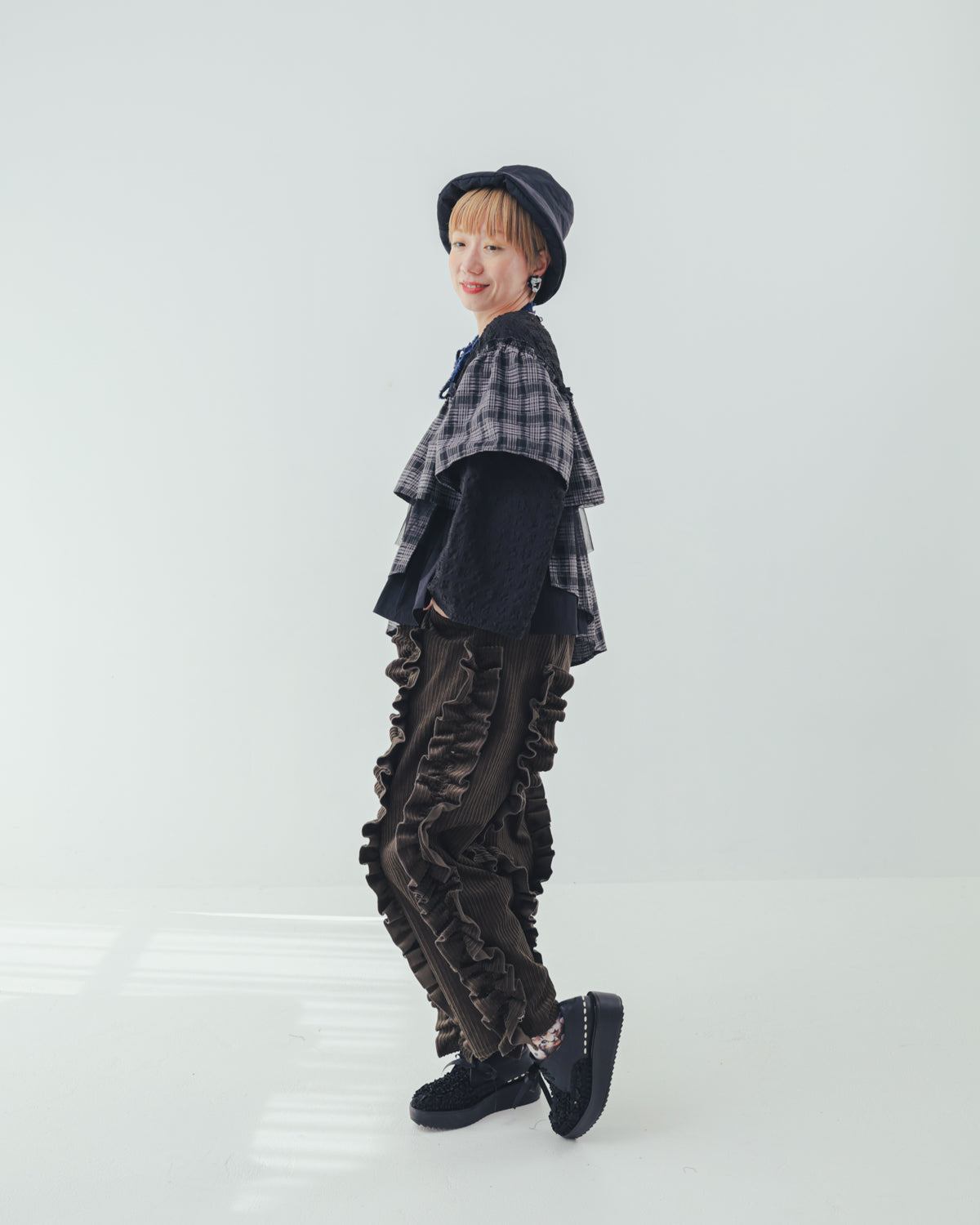 チェックレイヤードブラウス  ladies  [352-0603-2]