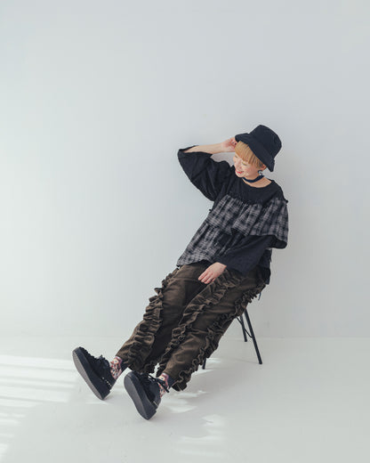 コーデュロイアシメフリルパンツ ladies   [352-0909-2]