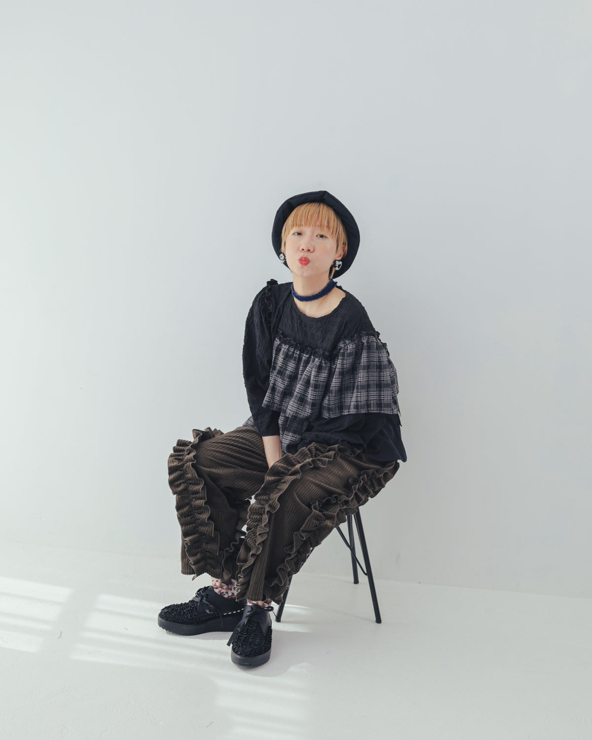 チェックレイヤードブラウス  ladies  [352-0603-2]