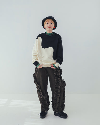 コーデュロイアシメフリルパンツ ladies   [352-0909-2]