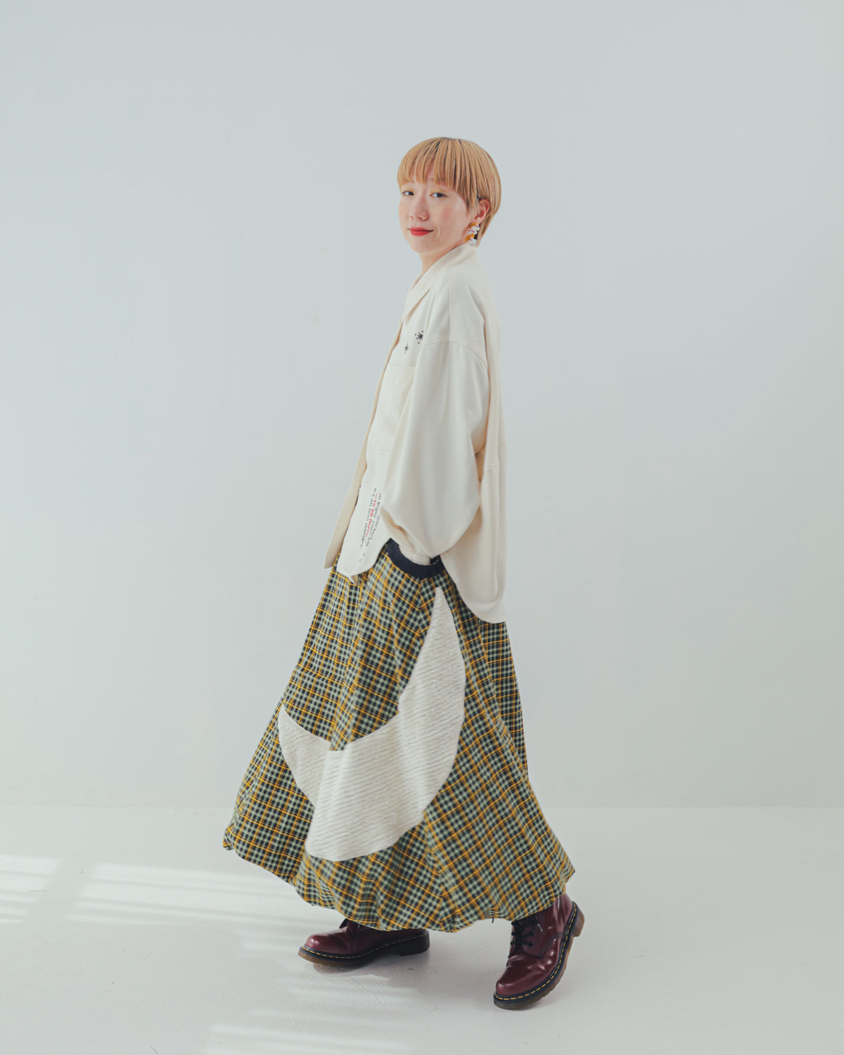 チェックmoonシャギーバルーンスカート ladies  [352-1101-2]