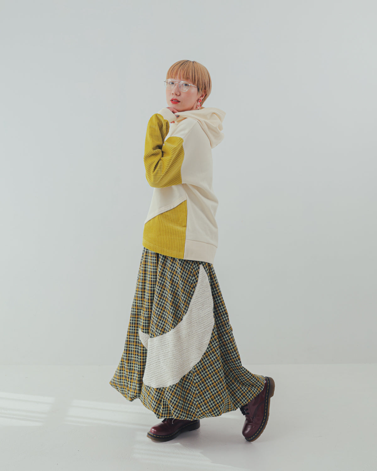 チェックmoonシャギーバルーンスカート ladies  [352-1101-2]